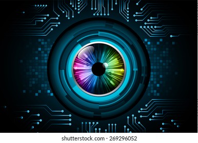 dark blue color Light Abstract Technology background for computer graphic website internet and business. circuit. vector illustration.  eye. eyeball.