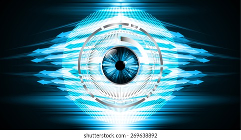 dark blue color Light Abstract Technology background for computer graphic website internet and business. circuit. vector illustration. wave. eye. eyeball. arrow
