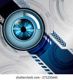 dark blue color Light Abstract Technology background for computer graphic website internet and business. circuit. vector illustration. wave. eye. eyeball. silver