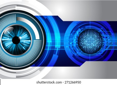 dark blue color Light Abstract Technology background for computer graphic website internet and business. circuit. vector illustration. wave. eye. eyeball. silver