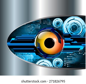 dark blue color Light Abstract Technology background for computer graphic website internet and business. circuit. vector illustration. eye. eyeball. Silver, metal, steel. text box. Brochure. card.