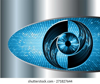 dark blue color Light Abstract Technology background for computer graphic website internet and business. circuit. vector illustration. eye. eyeball. Silver, metal, steel. text box. Brochure. card.