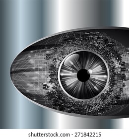 dark blue color Light Abstract Technology background for computer graphic website internet and business. circuit. vector illustration. silver. Metal, Steel. eye. eyeball. wave