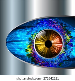 dark blue color Light Abstract Technology background for computer graphic website internet and business. circuit. vector illustration. silver. Metal, Steel. eye. eyeball. wave