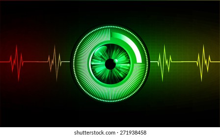 dark blue color Light Abstract Technology background for computer graphic website internet and business. eye. Electrocardiogram, ecg, ekg, medical. Heart pulse. eyeball.