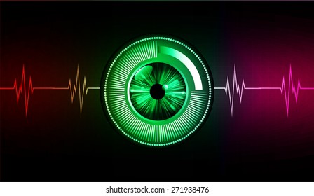 dark blue color Light Abstract Technology background for computer graphic website internet and business. eye. Electrocardiogram, ecg, ekg, medical. Heart pulse. eyeball.