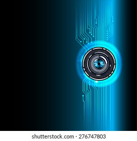 dark blue color Light Abstract Technology background for computer graphic website internet and business. circuit. vector illustration. pixel. mosaic. infographics. eye. eye ball.