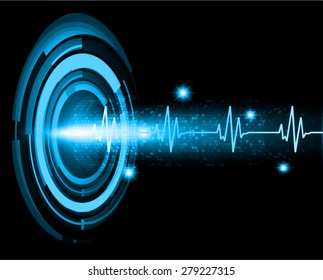 dark  blue color Light Abstract Technology background for computer graphic website internet and business. circuit. vector illustration. infographics. pulse heart glossy web. wave