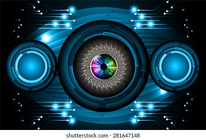 dark blue color Light Abstract Technology background for computer graphic website internet and business. circuit. vector illustration. infographics. eye eyeball.