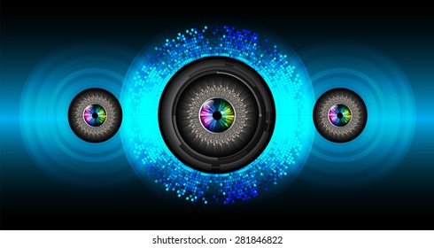 Dark blue color Light Abstract Technology background for computer graphic website internet. circuit. eye. eyeball. infographics.