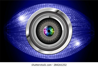 dark blue color Light Abstract Technology background for computer graphic website internet and business. circuit. vector illustration. infographics. eye eyeball.