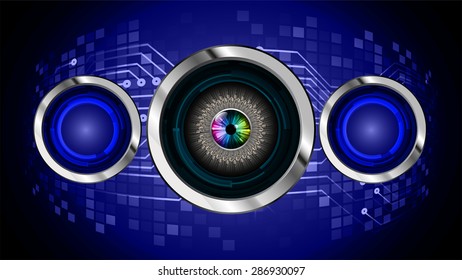 dark blue color Light Abstract Technology background for computer graphic website internet and business. circuit. vector illustration. infographics. eyeball . eye. pixel. www.