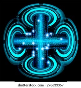 dark blue color Light Abstract Technology background for computer graphic website internet and business. circuit. illustration.digital.infographics. binary code. www.vector.motion move blur. eye