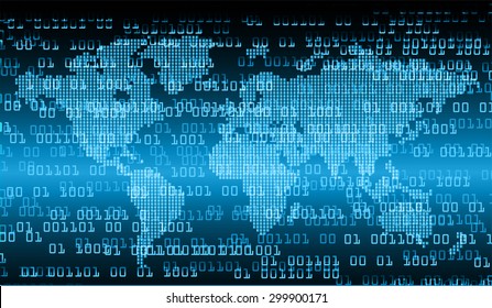 dark blue color Light Abstract Technology background for computer graphic website internet and business.circuit.illustration.infographics.binary code. World map. zero one