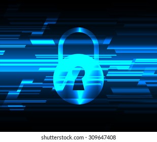 dark blue color Light Abstract Technology background for computer graphic website internet and business. circuit. vector illustration. infographics. motion move blur.neon. lock, key, Padlock