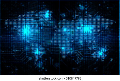 dark blue color Light Abstract Technology background for computer graphic website internet and business. circuit. vector illustration. abstract. infographics. motion move blur.neon.World Map, Global