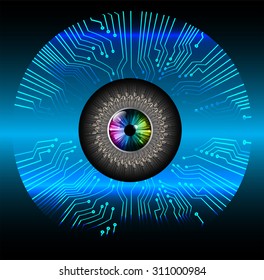 dark blue color Light Abstract Technology background for computer graphic website internet and business. circuit. illustration. digital. infographics. binary code. eye
