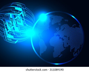 dark blue color Light Abstract Technology background for computer graphic website internet and business. circuit. vector illustration. abstract. infographics. motion move blur.neon. World Map, Global