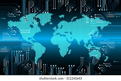 dark blue color Light Abstract Technology background for computer graphic website internet and business. circuit. vector illustration. abstract. infographics. motion move blur.neon.World Map, Global