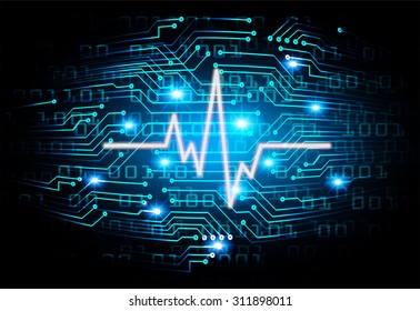 Dark blue color Light Abstract Technology background for computer graphic website internet and business. circuit. vector illustration. infographics. motion move blur.neon. pulse heart. wave