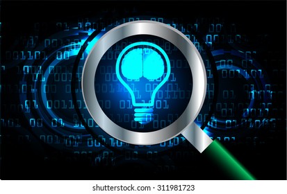Dark blue color Light Abstract Technology background for computer graphic website internet and business.vector illustration infographics. motion move blur.neon. Brainstorm,Brain. Magnifying Glass scan