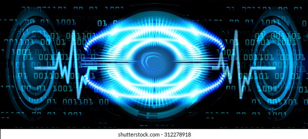 Dark blue color Light Abstract Technology background for computer graphic website internet and business. circuit. vector illustration. infographics. motion move blur.neon. pulse heart. wave. eye