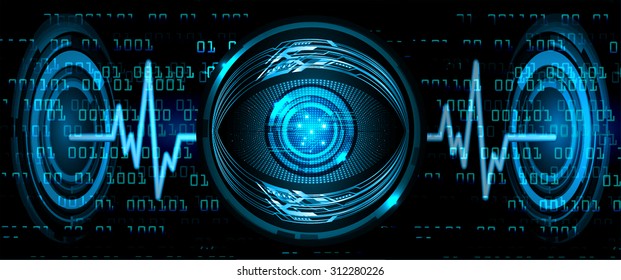 Dark blue color Light Abstract Technology background for computer graphic website internet and business. circuit. vector illustration. infographics. motion move blur.neon. pulse heart. wave. eye