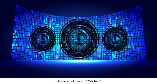 Dark blue color Light Abstract Technology background for computer graphic website internet and business. circuit. vector illustration. infographics. motion move blur.neon. pulse heart. wave. eye