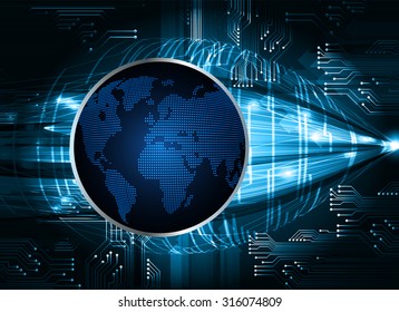 Dark blue color Light Abstract Technology background for computer graphic website internet and business. circuit. vector illustration. infographics. motion move blur.neon. World Map, Global