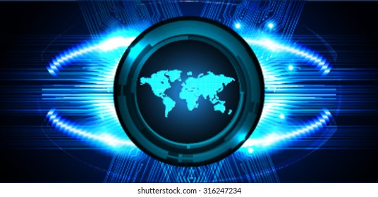 Dark blue color Light Abstract Technology background for computer graphic website internet and business. circuit. vector illustration. infographics. motion move blur.neon. World Map, Global