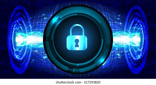Dark blue color Light Abstract Technology background for computer graphic website internet and business. circuit. vector illustration. infographics. motion move blur.neon. pixel. lock, key, Padlock
