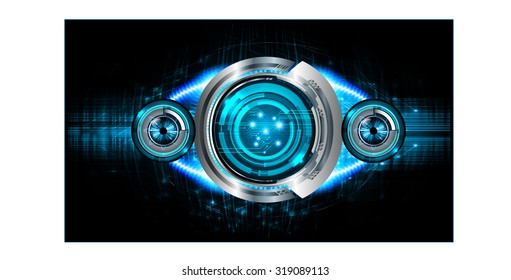 Dark blue color Light Abstract Technology background for computer graphic website internet and business. circuit. vector illustration. infographics. motion move blur.neon. pixel. eye