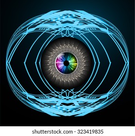 Dark blue color Light Abstract Technology background for computer graphic website internet and business. circuit. vector illustration. infographics. motion move blur.neon. pixel. eye