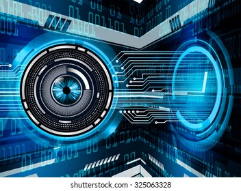 Dark blue color Light Abstract Technology background for computer graphic website internet and business. circuit. vector illustration. infographics. motion move blur.neon. pixel. eye