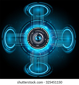 Dark blue color Light Abstract Technology background for computer graphic website internet and business. circuit. vector illustration. infographics. motion move blur.neon. pixel. eye