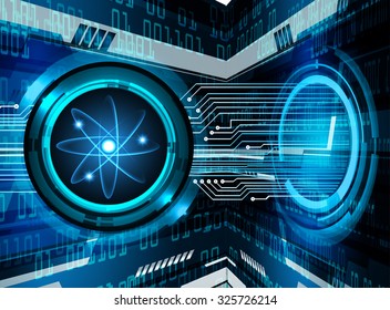 Dark blue color Light Abstract Technology background for computer graphic website internet business. vector illustration. infographics. motion move.neon. pixel. molecule atom electron neutron nuclear.