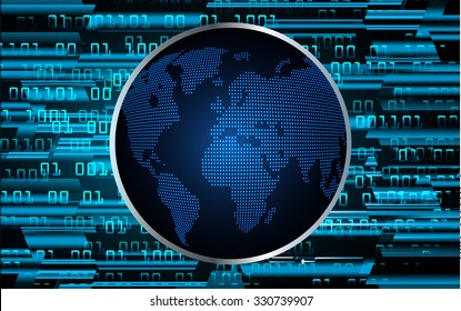 Dark blue color Light Abstract Technology background for computer graphic website internet and business.circuit.vector illustration.infographics. motion move.neon. pixel, Padlock, World Map, Global
