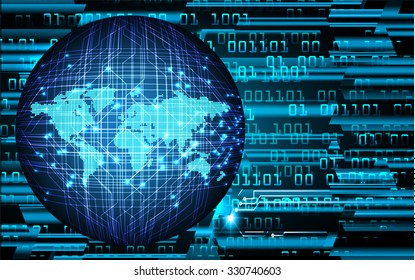 Dark blue color Light Abstract Technology background for computer graphic website internet and business.circuit.vector illustration.infographics. motion move.neon. pixel, Padlock, World Map, Global