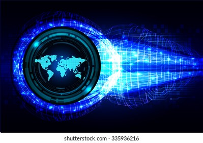 Dark blue color Light Abstract Technology background for computer graphic website internet and business.circuit.vector illustration.infographics. motion move.neon. pixel, Padlock, World Map, Global