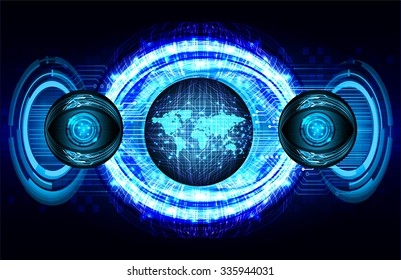 Dark blue color Light Abstract Technology background for computer graphic website internet and business.circuit.vector illustration.infographics. motion move.neon. pixel, Padlock, World Map, Global