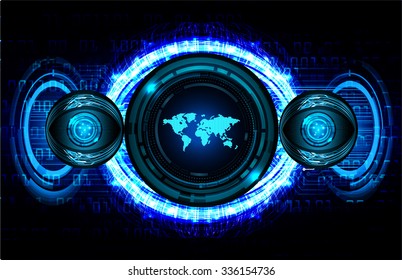 Dark blue color Light Abstract Technology background for computer graphic website internet and business.circuit.vector illustration.infographics. motion move.neon. pixel, Padlock, World Map, Global