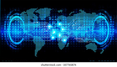 Dark blue color Light Abstract Technology background for computer graphic website internet and business.circuit.vector illustration.infographics. motion move.neon. pixel, Padlock, World Map, Global