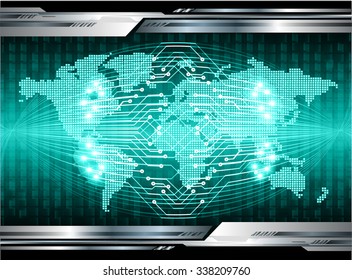 Dark blue color Light Abstract Technology background for computer graphic website internet and business.circuit.vector illustration.infographics. motion move.neon. pixel, Padlock, World Map, Global