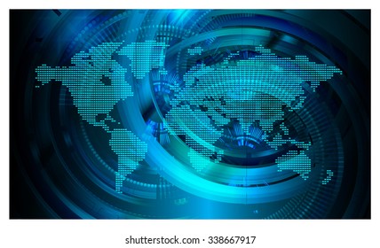 dark blue color Light Abstract Technology background for computer graphic website internet business.circuit.illustration.digital.infographics.binary code. www.vector.motion move blur. World map Global