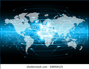 Color azul oscuro Tecnología de resumen claro fondo para el sitio web gráfico de ordenador Internet y negocios. circuito. ilustración vectorial. infografías. movimiento blur.neon. píxel. Mapa Mundial, Global