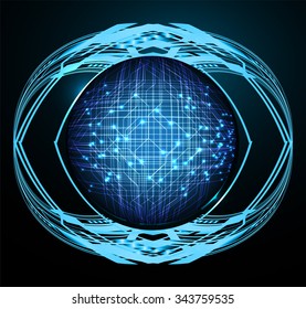 Dark blue color Light Abstract Technology background for computer graphic website internet and business. circuit. vector illustration. infographics. motion move blur.neon. pixel. World Map, Global.