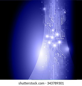 Dark blue color Light Abstract Technology background for computer graphic website internet and business. circuit. vector illustration. infographics. motion move blur.neon. pixel.