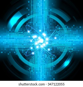 dark blue color Light Abstract Technology background for computer graphic website internet and business. circuit. illustration. digital. infographics. binary code background. eye