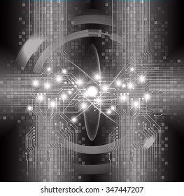 dark blue color Light Abstract Technology background for computer graphic website internet and business. circuit. illustration. digital. infographics. binary code background. eye