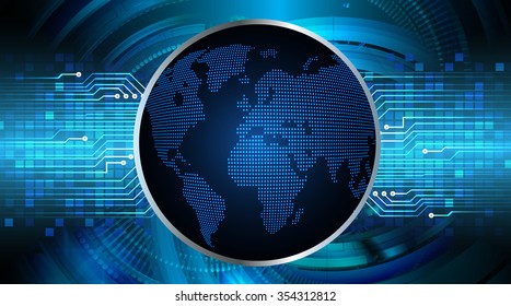 Dark blue color Light Abstract Technology background for computer graphic website internet and business.circuit.vector illustration.infographics. motion move.neon. pixel, Padlock, World Map, Global